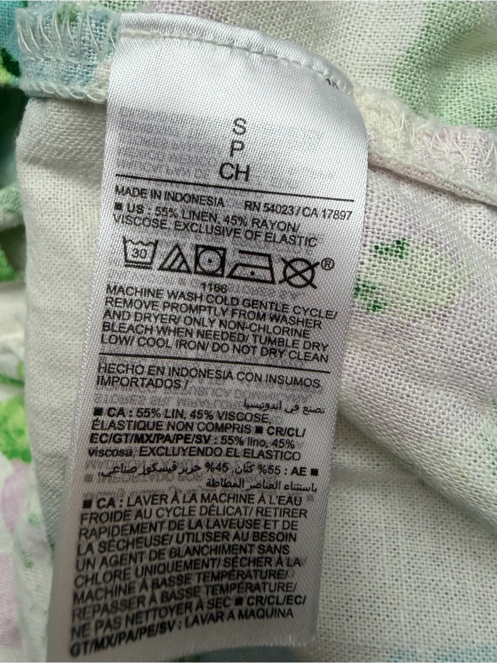 Old Navy Fit & Flare Linen-Blend Midi Dress white base with a green, blue, small - Picture 7 of 8